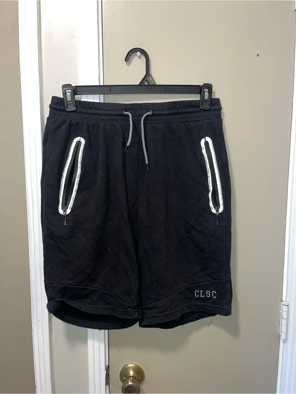 CLSC Men's Black Athletic Drawstring Shorts with Zip Pockets